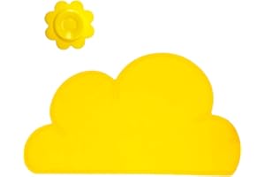 BITEYI Salvamantel,Silicona Mantel Mat Mantel Individual Estera de Tabla para Bebé y Niño,Forma de Nube,Lavable,Antideslizante (Amarillo)