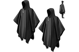 CHGANG 2 Pack Waterproof Rain Poncho Adult, EVA Portable Waterproof Ponchos, Reusable raincoat with Hoods for Camping, Hiking Travel, Amusement Parks, Festival