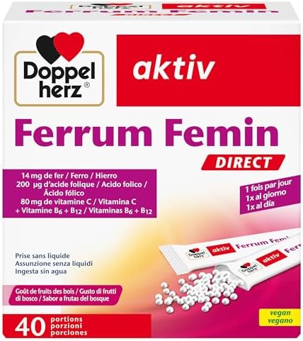 Doppelherz aktiv Ferrum Femin, Integratore Ferro + Vitamine, 40 Porzioni