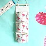 Inwagui Hängeorganizer Hängende Kombination mit 3 Tasche Wand Tür Wandschrank Speicher Beutel Baumwolltuch Hängeaufbewahrung - Flamingo A