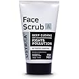 Ustraa Face Scrub for Men - 100g - with Activated charcoal, Tahitian Volcanic Sand & Walnut Granules - Great for Exfoliating skin & facial detox, Fights blackheads - For All Skin type
