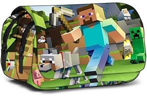 FISAPBXC Minnecraft Multifunzione Astuccio Matite,Minnecraft Astucci Portapenne Portatile matita Sacchetto Animato Scatola di Cancelleria Grande Capacità Portamatite Forniture di Cancelleria per Ufficio Scuola