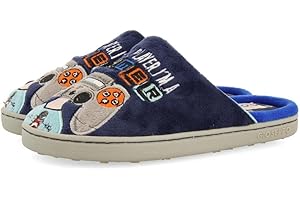 GIOSEPPO Zapatillas de Estar por casa destalonadas Azul Marino con Estampado Gamer para niña y niño bryne