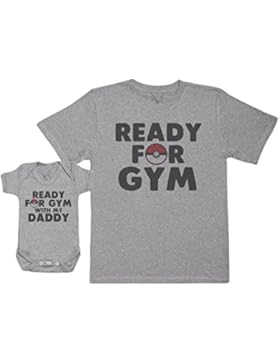 Ready For Gym With Daddy - Passende Vater Baby Geschenkset - Herren T-Shirt & Baby Strampler / Baby Body