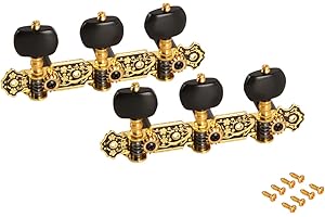 Laroal Clavijeros de Guitarra, Juego de 3 + 3 Clavijas de afinación, Clavijas de afinación para Guitarra clásica, Clavijas de afinación, afinador para Guitarra clásica, botón Negro