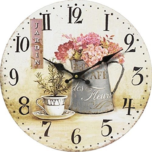 Tinas Collection nostalgische Wanduhr mir dem Motiv Blumen in Vase
