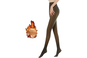 Lassuzie Femmes Thermiques Collants d'hiver, Jambes Polaire Chaud Faux Translucide Slim Extensible Collant pour Femmes en Molleton Résistant Opaque Leggings