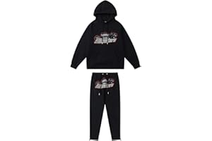ZORQ Set di Tuta da Uomo e Donne Ricamo Trapstar di Marca alla Moda, Completo Trapstar Ricamata Shooters Unisex,2 Pezzi Jogging Sportiva Set Autunno Inverno, Felpa con Cappuccio in Plie e Pantaloni
