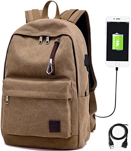 Backpack Trustbag Laptop Computer Notebook Backpacks with USB Charging and Headphone Port, USB Cable School Travel Business Wearproof Bag (coffee)