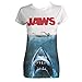 Produktbild Jaws Film - Womens Hai Jaws T-Shirt - Tshirt Damen Movie Poster Sublimation Print Stiefel Groß - Eur 40 Weiß