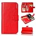 Produktbild Samsung Galaxy J3 (2017) J330 (European Version) Hülle, Handyhülle Ultra dünn PU Ledertasche Brieftasche Wallet Leder Bookstyle Flip Slot Kartenhalter Stoßfest Hülle mit Magnetverschluss Flip Case Red