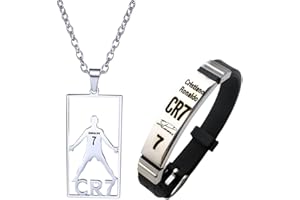 Tiuainta CR7 Football Star Bracelet Necklace Set Football Fan Jewelry Gift Set for Boys Kids