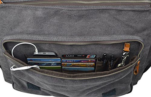 Estarer Umhängetasche / Laptoptasche 15.6 Zoll für Arbeit Uni aus Canvas Grau Updated - 2