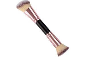 loghohu Foundationborste, konturborste, sminkborstar med dubbla ändar, rundvinklade ansiktssminkborstar för blandning, concealer, kräm, rouge, puder, rouge, kräm, highlighter inställningspulver