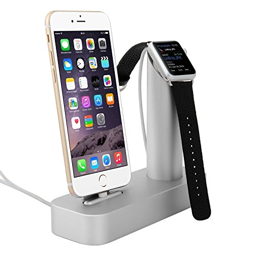 Binwo Premium 2 en 1 en aluminium M¨¦tal R¨¦sultats Apple Suivre support de charge Docks Station Titulaire d'accueil socle chargeur pour iPhone 5S iWatch /6/6S/Plus iPad ou autre Smartphone / T¨¦l¨¦phone portable