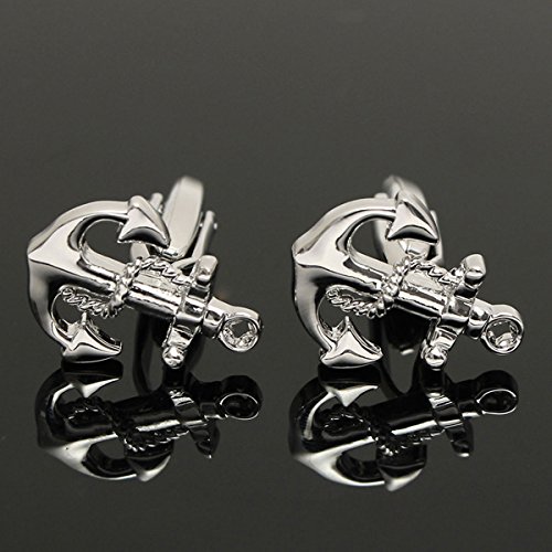 [ Kostenlose Lieferung – 7-12 Tage] Mann Hemd Anzug Hochzeit Anchor Manschettenknöpfe Edelstahl Manschettenknöpfe Silberne Fest Geschenk BML® // Men Shirt Suit Wedding Anchor Cufflinks Stainless St - 2
