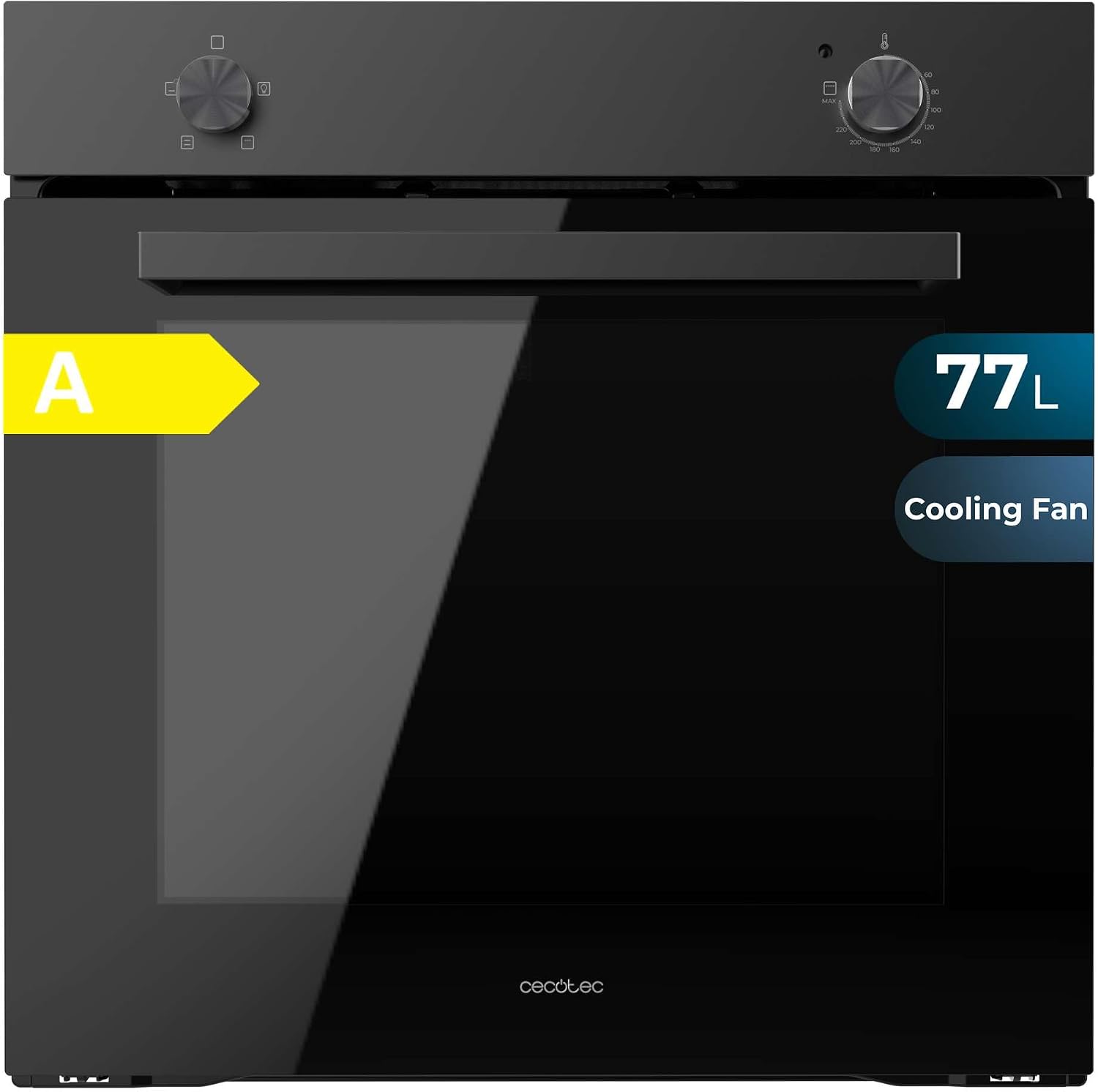 Cecotec Horno Integrable Convencional de 77L Bolero Hexa C126000 Dark Inox A. 2800W, 4 Funciones, Modo Convección, Steam Base X2, Bajo Consumo, Fácil Limpieza, 5 Posiciones