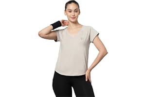 UZARUS Women's V-Neck Regular Fit Gym T-Shirt Soft, Lightweight & Quick-Dry Fabric Activewear Top for Workout, Yoga, Running,