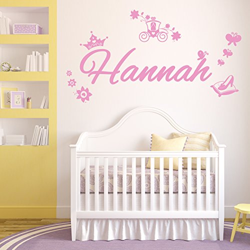Personalised Name Girls Wall Art Sticker - Princess Cinderella Story
