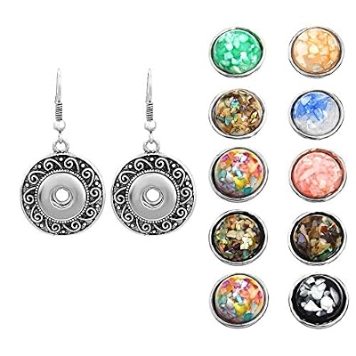 Souarts 1 Parure Mixte Bijoux Femme 1 Paire Boucles d'Oreilles et 10pcs Bouton à Pression