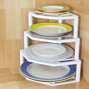 Ecke Teller Organizer in weiß: Amazon.de: Küche & Haushalt