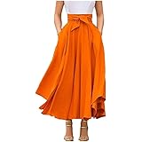 Geagodelia Gonna a Pieghe a Vita Alta Maxi Gonna Lunga da Donna A-Line Elegante Irregolare Vintage Retro