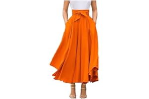 GEAGODELIA Jupe Plissée Taille Haute Maxi Jupe Longue Femme A-Ligne Elégante Irrégulière Vintage Retro Swing
