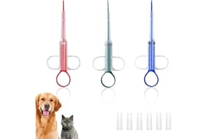 XOXVURI 3 Piezas Alimentador De Tabletas Para Mascotas, Ddispensador De Medicamentos Para Mascotas, Jeringa De Silicona Con Punta Suave, Para Perros Gatos Bebé Animales