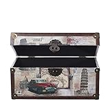 Schmuckbox, Schmuckkiste, Truhe Kiste VGX001 Städtereise, Holztruhe mit hochwertigem Kunstleder bezogen im Vintage Look, Schatzkiste,Kiste, Piratenkiste, Kleinmöbel, Mit Metallbeschlägen, Antikoptik, Holz, verschieden Größen, Maritim, Deko, Hochwertig, Kolonialtruhe, Kolonialstil, Holzbox, Truhe mit Ornamenten . (Größe M 35cm x 21cm x 19cm Italy)