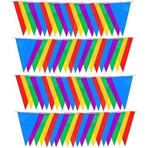 60m mehrfarbig doppelseitig Triangle Flagge Pennant Party Wimpelkette Dekoration