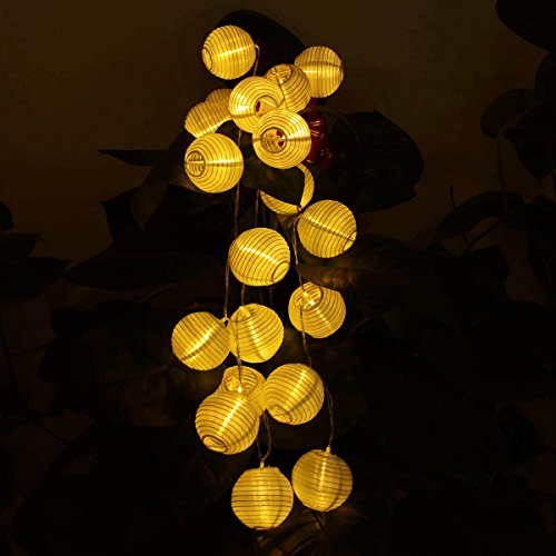 Deallink 20er Lampions LED Lichterkette mit Batteriehalter Garten Außen- und Innenbereich 2,2 Meter Warmweiß(AA Batteriebetrieben) - 3