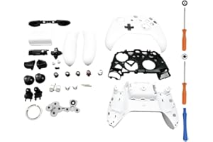 Hzxkqmil Kit de Carcasa Completa de Repuesto para Xbox One S/X Controller (Modelo 1708), Estuche de Bricolaje Cubierta Frontal Placas Traseras Rieles Laterales Botones Accesorios, Blanco