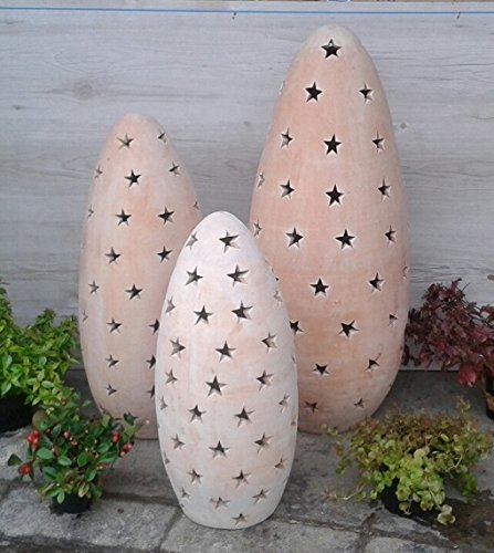 Windlicht aus Terracotta 50 cm Deko Garten Weihnachten, beleuchtbar - 2