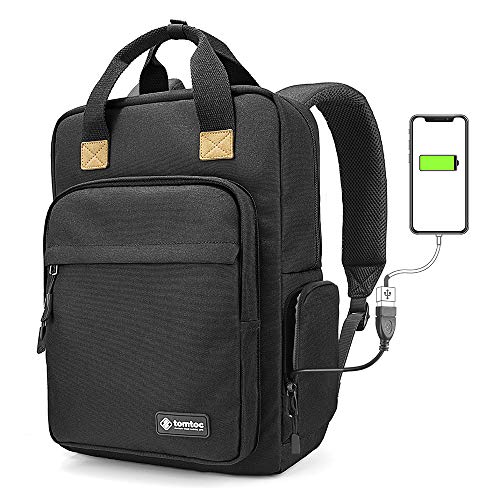 Preisvergleich Produktbild tomtoc täglich Rucksack kompatibel mit 13"-15,6" Laptop, Daypacks Laptoprucksäcke Reisetasche 22L für Business Arbeit Schule Universität, mit CornerArmor Patent und USB Ladeanschluss, Schwarz