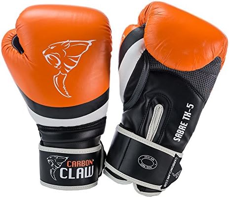 Carbon Claw Sabre TX-5 Leather Sparring Gloves, Color- Orange/Black, Weight- 16oz