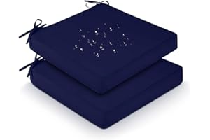 JIANYANA 10CM Thick Waterproof Oxford Fabric Seat Cushions with Removable Cover - High Resilience Foam Chair Cushions for Indoor & Outdoor Use, Cushion Pads for Sofa, Dining Chairs, Armchairs（2PACK Navy）