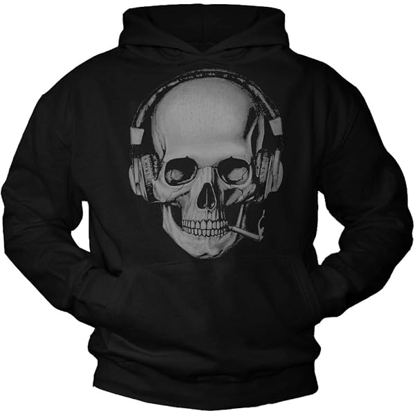Knut Biker-Hoodie Herren – Kapuzenpullover Mit Totenkopf-Motiv, Aus Baumwolle, Schwarz, Größen S-5XL