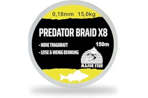 Major Fish Predator Braid Fil de pêche tressé 8 plis Jaune citron 150 m