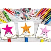 Einladungskarten Kindergeburtstag mit Stern COLOR inkl. Party Tröte