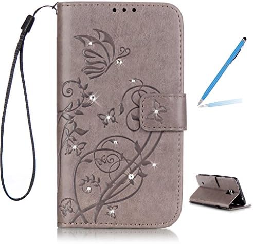 Trumpshop Smartphone Protective Case for Samsung Galaxy Note 4 (Diamond Series) + Gray + Ultra Silm Premium PU Leather Flip Wallet Cover Bookstyle Card Slots Stand Feature Shockproof