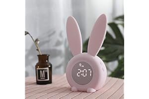 VO DESIGN FBGood - Reloj Despertador de luz con diseño de Conejo, lámpara de Noche y luz Nocturna, lámpara de Reloj electrónico de Banda con Dibujo Creativo Digital