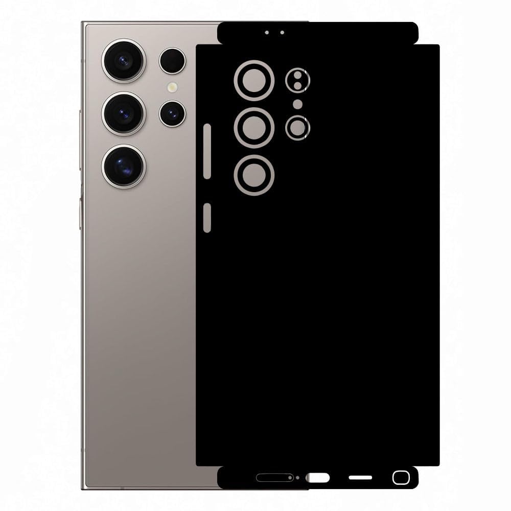 90stethix Mobile Back Skin Sticker Comfortable for Samsung Galaxy S24 Ultra (5G) - Lamination - Back Screen Guard Protector Film Wrap (Coverage - Back+Camera+Sides) (Design - Matte Black)