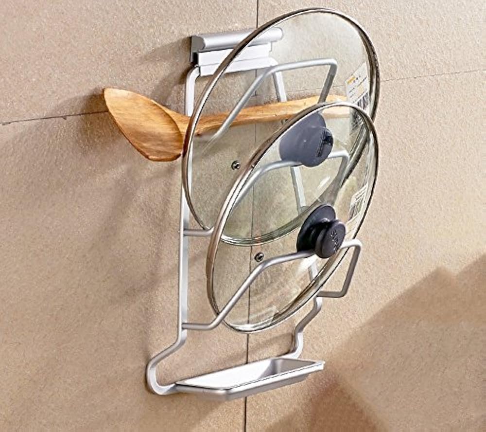 Global- Freies Stanzen Hochwertiges Aluminium Topf Abdeckung Regal, Küche Regal Wand Anhänger Küchengeschirr Lagerregal, mit Wasserbehälter ( Farbe : #2 )