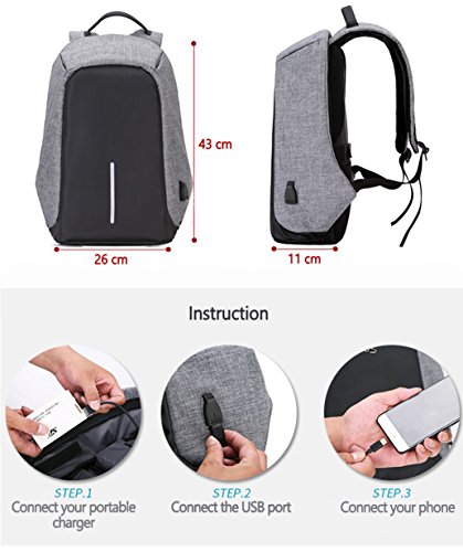 Herren Damen Laptop Rucksack mit USB-Port Wasserdicht Business Rucksack leichte Schulter Notebook Rucksack