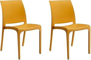 Totò Piccinni Sedia VOLGA in polipropilene design impilabile per esterno Made in Italy (2, Giallo Senape)