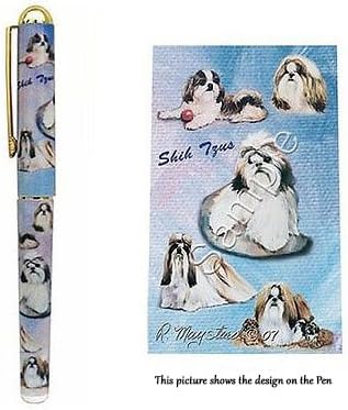 Rollerball Shih Tzu Gift. Beautiful Pen with black velvet pouch.