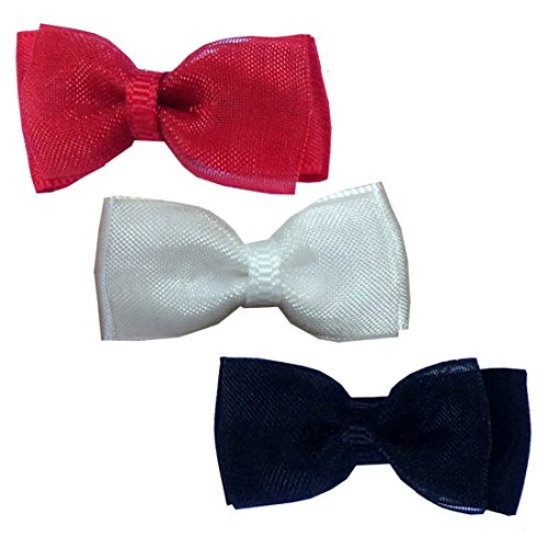 TruStay Clip - Organza baby hair bows - Best No Slip Barrette for Fine Hair (Pack 5: Red/White/Black)