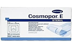 Hartmann Set de 10 Cosmopor Stérile Pansement Adhésif Stérile avec Compresses 5 cm x 7,2 cm