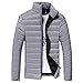 Produktbild Herbst Winter Herren, DoraMe Männer Baumwolljacke Stehkragen Dicker Mantel Feste Farbe Taschenjacke Lässige Outwear (Grau, M)