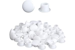 IFUDE 100 Pièces 8mm Cache Trou en Plastique, Bouchon Blanc pour Trou de Vis et Ecrou, Bouchons de Trou Meubles pour Chaise Armoire Placard étagère